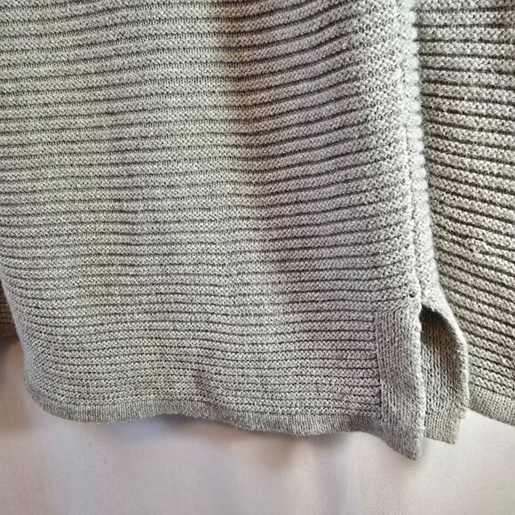 TRIBAL LIGHT GRAY 100% COTTON SWEATER FRONT LACE UP V NECKLINE SIDE SLIT MEDIUM - Picture 7 of 10